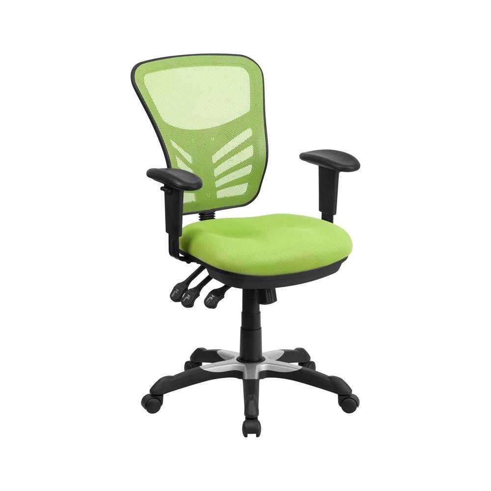 Mid-Back Green Mesh Multifunction Executive Swivel Ergonomic Office Chair with Adjustable Arms