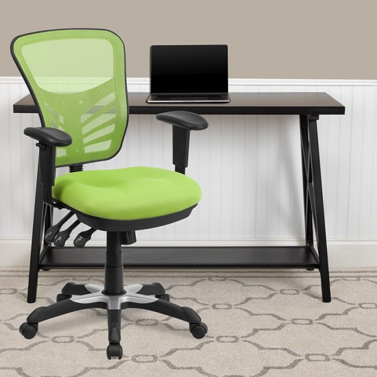 Mid-Back Green Mesh Multifunction Executive Swivel Ergonomic Office Chair with Adjustable Arms