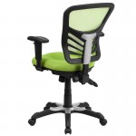 Mid-Back Green Mesh Multifunction Executive Swivel Ergonomic Office Chair with Adjustable Arms