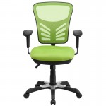 Mid-Back Green Mesh Multifunction Executive Swivel Ergonomic Office Chair with Adjustable Arms