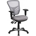 Mid-Back Gray Mesh Multifunction Executive Swivel Ergonomic Office Chair with Adjustable Arms