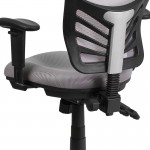 Mid-Back Gray Mesh Multifunction Executive Swivel Ergonomic Office Chair with Adjustable Arms