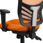 Mid-Back Orange Mesh Multifunction Executive Swivel Ergonomic Office Chair with Adjustable Arms