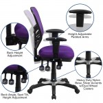 Mid-Back Purple Mesh Multifunction Executive Swivel Ergonomic Office Chair with Adjustable Arms