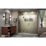 Unidoor-X 63-63 1/2 in. W x 72 in. H Frameless Hinged Shower Door in Oil Rubbed Bronze