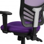 Mid-Back Purple Mesh Multifunction Executive Swivel Ergonomic Office Chair with Adjustable Arms