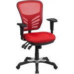 Mid-Back Red Mesh Multifunction Executive Swivel Ergonomic Office Chair with Adjustable Arms