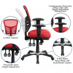 Mid-Back Red Mesh Multifunction Executive Swivel Ergonomic Office Chair with Adjustable Arms