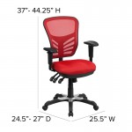 Mid-Back Red Mesh Multifunction Executive Swivel Ergonomic Office Chair with Adjustable Arms