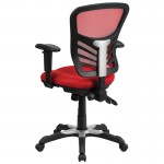 Mid-Back Red Mesh Multifunction Executive Swivel Ergonomic Office Chair with Adjustable Arms