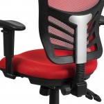 Mid-Back Red Mesh Multifunction Executive Swivel Ergonomic Office Chair with Adjustable Arms