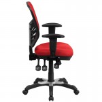 Mid-Back Red Mesh Multifunction Executive Swivel Ergonomic Office Chair with Adjustable Arms