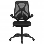 High Back Black Mesh Executive Swivel Ergonomic Office Chair with Adjustable Lumbar, 2-Paddle Control and Flip-Up Arms