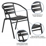 Black Metal Restaurant Stack Chair with Aluminum Slats