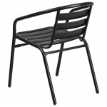 Black Metal Restaurant Stack Chair with Aluminum Slats