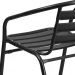 Black Metal Restaurant Stack Chair with Aluminum Slats