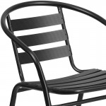 Black Metal Restaurant Stack Chair with Aluminum Slats