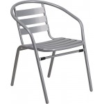 Silver Metal Restaurant Stack Chair with Aluminum Slats