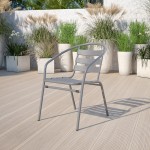 Silver Metal Restaurant Stack Chair with Aluminum Slats