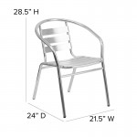 Silver Metal Restaurant Stack Chair with Aluminum Slats