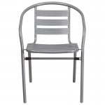 Silver Metal Restaurant Stack Chair with Aluminum Slats