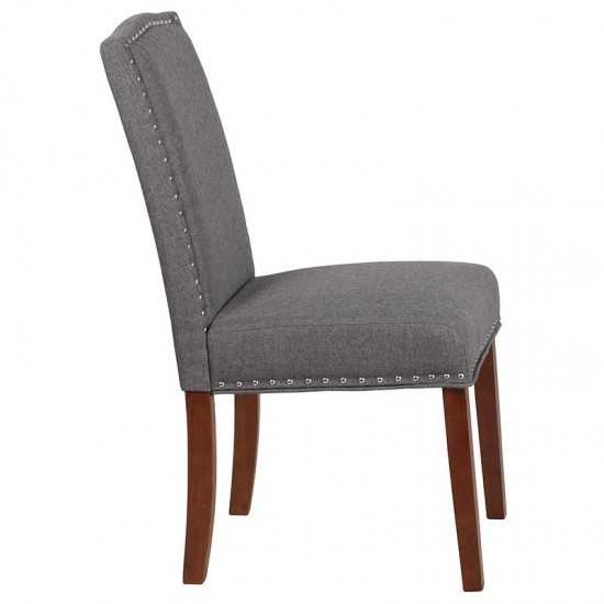 Gray Fabric Parsons Chair with Silver Accent Nail Trim