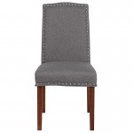 Gray Fabric Parsons Chair with Silver Accent Nail Trim