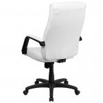 High Back White LeatherSoft Executive Swivel Ergonomic Office Chair with Memory Foam Padding and Arms