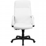 High Back White LeatherSoft Executive Swivel Ergonomic Office Chair with Memory Foam Padding and Arms