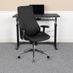 High Back Black LeatherSoft Smooth Upholstered Executive Swivel Office Chair with Arms