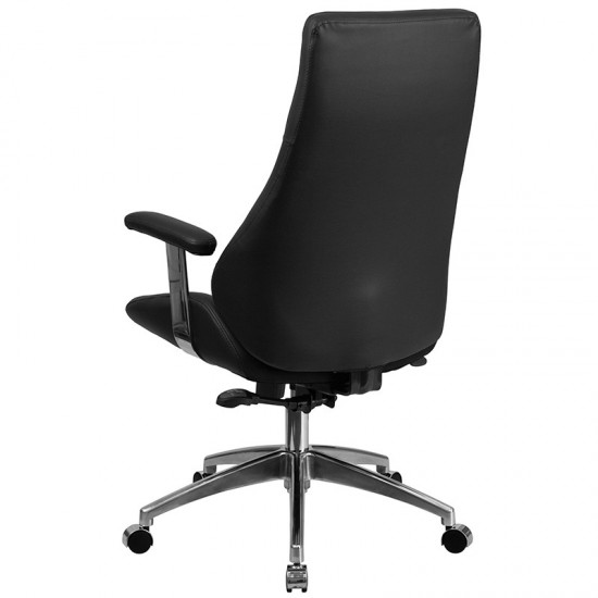 High Back Black LeatherSoft Smooth Upholstered Executive Swivel Office Chair with Arms