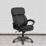 High Back Black LeatherSoft Executive Swivel Ergonomic Office Chair with Lumbar Support Knob with Arms