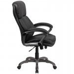 High Back Black LeatherSoft Executive Swivel Ergonomic Office Chair with Lumbar Support Knob with Arms