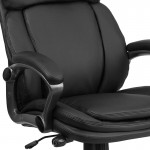 High Back Black LeatherSoft Executive Swivel Ergonomic Office Chair with Lumbar Support Knob with Arms