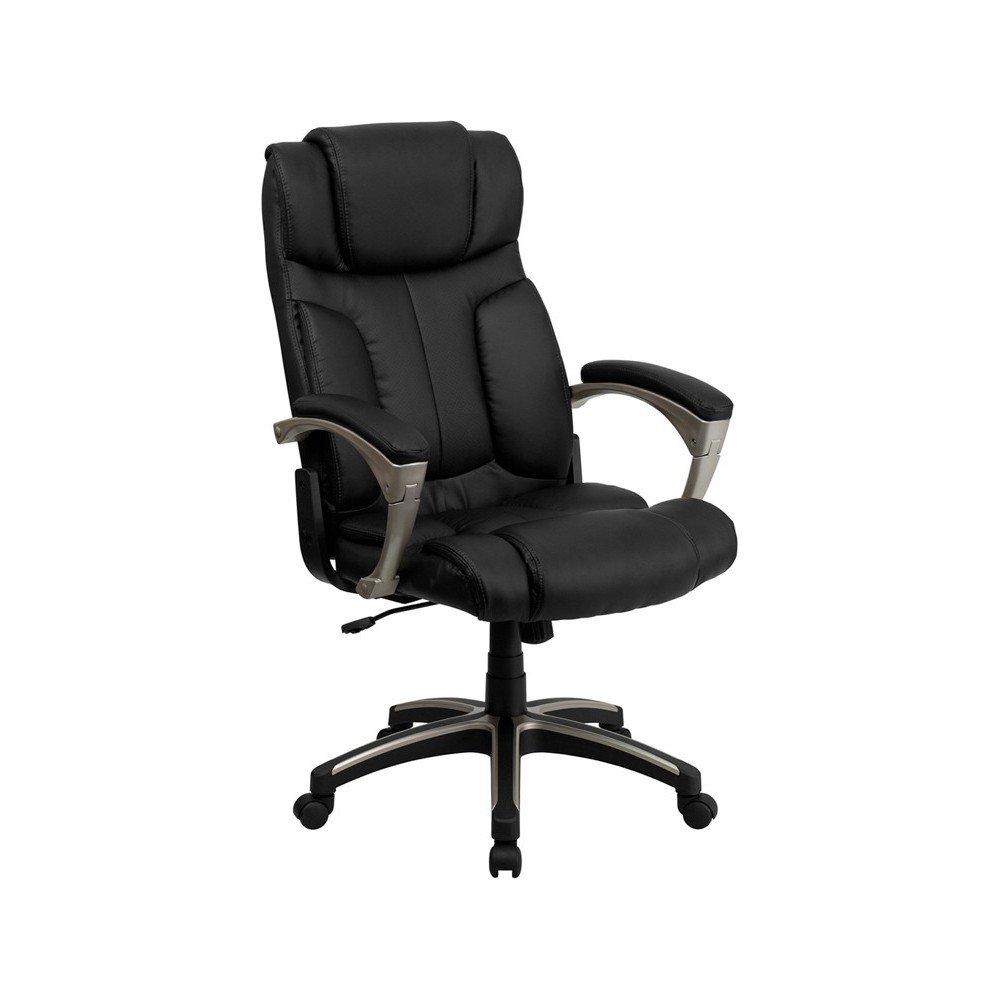 High Back Folding Black LeatherSoft Executive Swivel Office Chair with Arms