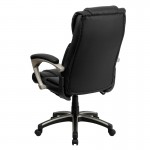 High Back Folding Black LeatherSoft Executive Swivel Office Chair with Arms