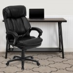 High Back Black LeatherSoft Executive Swivel Ergonomic Office Chair with Plush Headrest, Extensive Padding and Arms