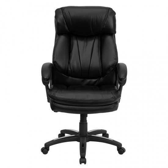 High Back Black LeatherSoft Executive Swivel Ergonomic Office Chair with Plush Headrest, Extensive Padding and Arms