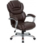 High Back Brown LeatherSoft Executive Swivel Ergonomic Office Chair with Arms