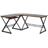 Teakwood Laminate L-Shape Computer Desk with Pull-Out Keyboard Tray