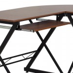 Teakwood Laminate L-Shape Computer Desk with Pull-Out Keyboard Tray