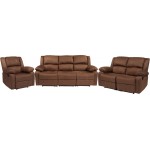 Harmony Series Chocolate Brown Microfiber Reclining Sofa Set