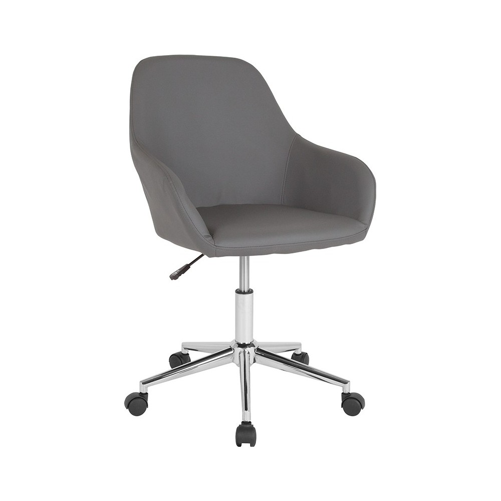 Cortana Home and Office Mid-Back Chair in Gray LeatherSoft