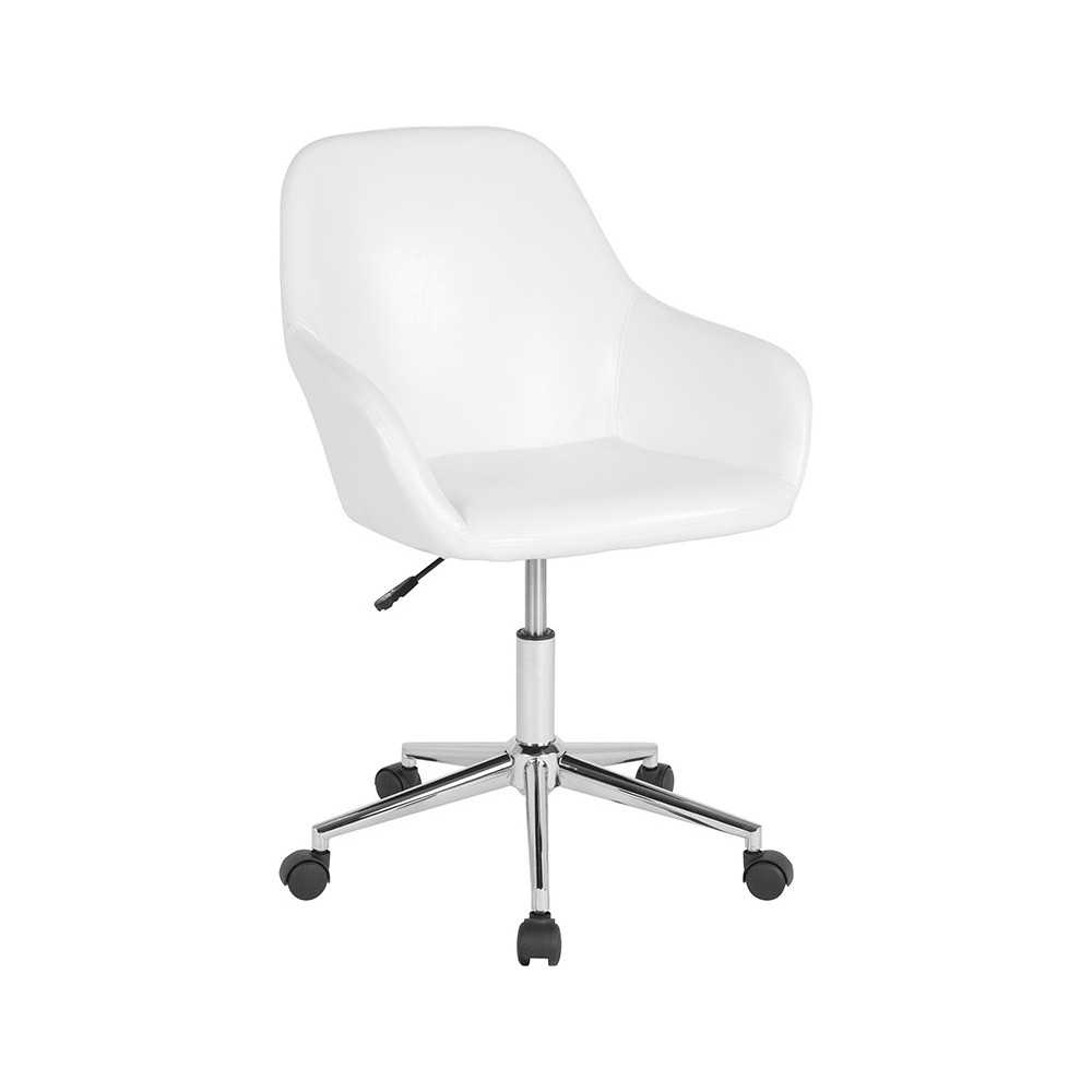 Cortana Home and Office Mid-Back Chair in White LeatherSoft