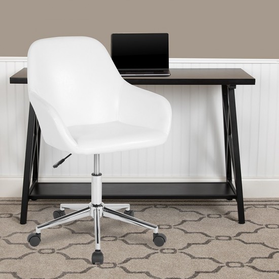 Cortana Home and Office Mid-Back Chair in White LeatherSoft