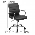 Mid-Back Black LeatherSoft Executive Swivel Office Chair with Chrome Base and Arms