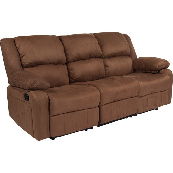 Harmony Series Chocolate Brown Microfiber Sofa with Two Built-In Recliners