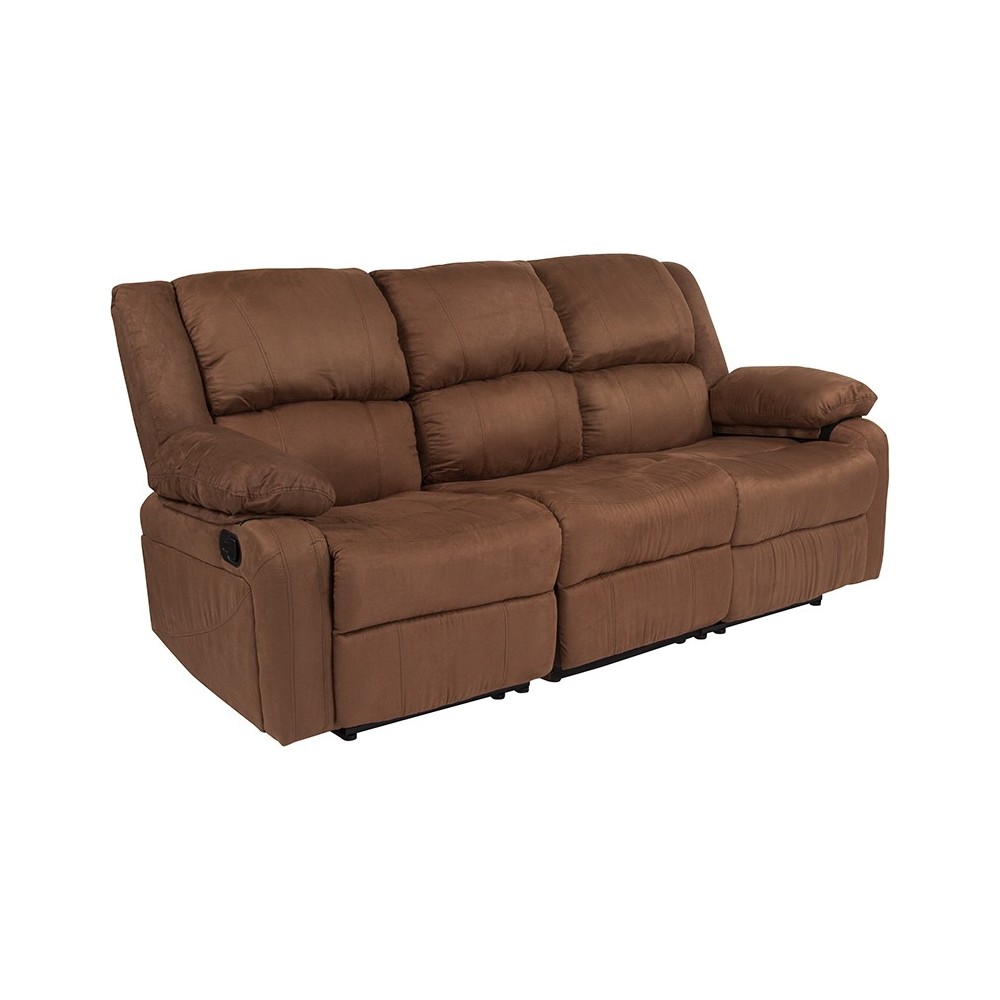 Harmony Series Chocolate Brown Microfiber Sofa with Two Built-In Recliners