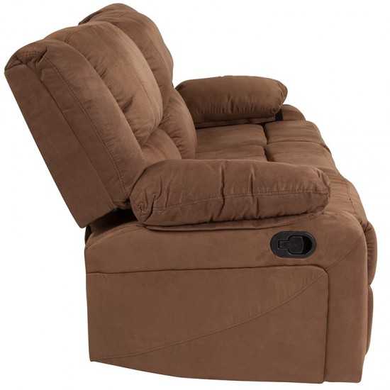 Harmony Series Chocolate Brown Microfiber Sofa with Two Built-In Recliners