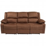 Harmony Series Chocolate Brown Microfiber Sofa with Two Built-In Recliners